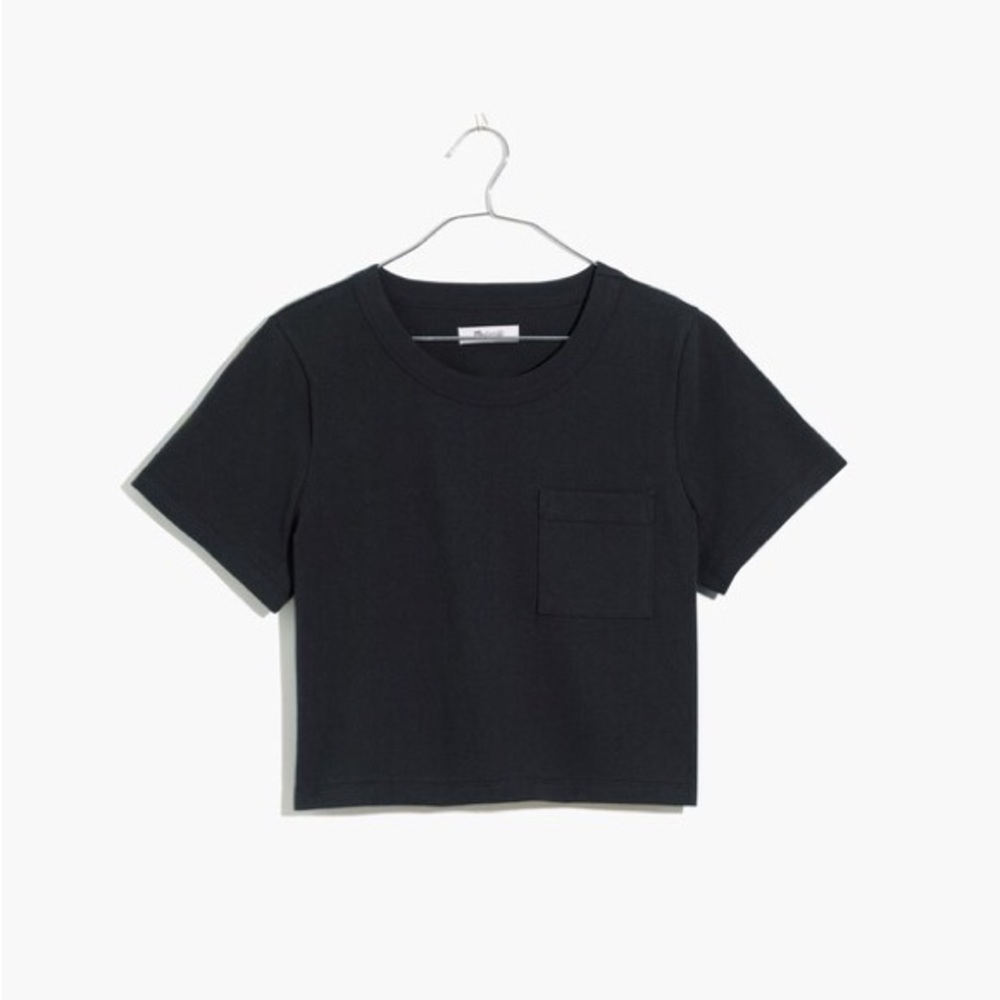 Madewell Organic Cotton Supercrop Pocket Tee - Black Coal Charcoal Gray T-shirt